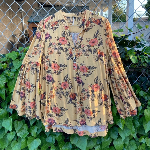 Free People Easy Girl Printed Top Sunshine Combo M - Picture 8 of 13